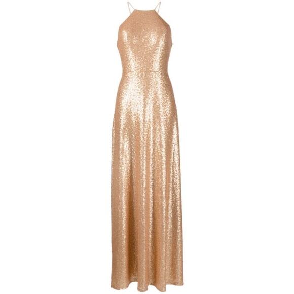 Marchesa Notte prom gold sequin-embellished floor-length gown size 0 - Picture 3 of 15